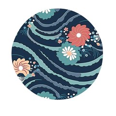 Waves Flowers Pattern Water Floral Minimalist Mini Round Pill Box (pack Of 5) by Pakemis