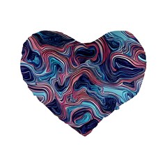 Fluid Art Pattern Standard 16  Premium Flano Heart Shape Cushions