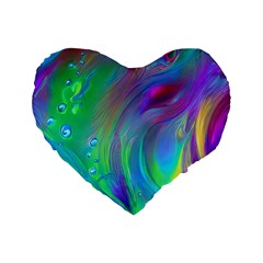 Fluid Art - Artistic And Colorful Standard 16  Premium Flano Heart Shape Cushions by GardenOfOphir