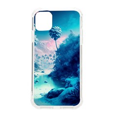 Tropical Winter Frozen Snow Paradise Palm Trees Iphone 11 Tpu Uv Print Case by Pakemis