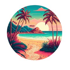 Palm Trees Tropical Ocean Sunset Sunrise Landscape Mini Round Pill Box (pack Of 3) by Pakemis