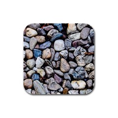 Stone Texture Nature Background Rocks Pebbles Rubber Square Coaster (4 Pack) by Wegoenart