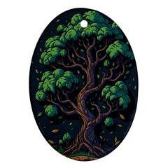 Tree Nature Cartoon Drawing Comic Ornament (oval)