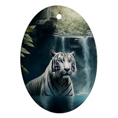 Tiger White Tiger Nature Forest Oval Ornament (two Sides) by Jancukart