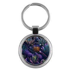 Ai Generated Succulents Flowers Key Chain (round) by Semog4