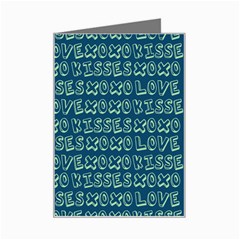 Navy Love Kisses Mini Greeting Card by GardenOfOphir