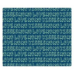 Navy Love Kisses One Side Premium Plush Fleece Blanket (small) by GardenOfOphir