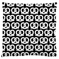 Black And White Pretzel Illustrations Pattern Large Cushion Case (two Sides) by GardenOfOphir