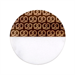 Black And White Pretzel Illustrations Pattern Classic Marble Wood Coaster (round)  by GardenOfOphir