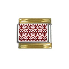 Red Pretzel Illustrations Pattern Gold Trim Italian Charm (9mm) by GardenOfOphir