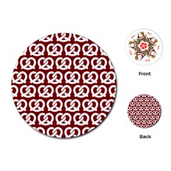 Red Pretzel Illustrations Pattern Playing Cards Single Design (round)