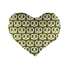 Olive Pretzel Illustrations Pattern Standard 16  Premium Flano Heart Shape Cushions