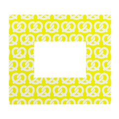 Yellow Pretzel Illustrations Pattern White Wall Photo Frame 5  X 7  by GardenOfOphir