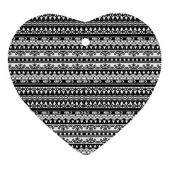 Tribal Zentangle Line Pattern Heart Ornament (two Sides) by Semog4
