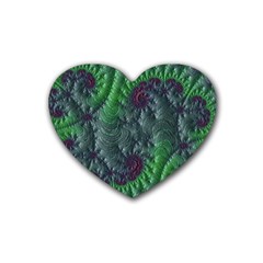 Fractal Floral Background Planetary Rubber Heart Coaster (4 Pack) by Semog4
