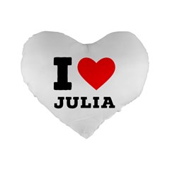 I Love Julia  Standard 16  Premium Flano Heart Shape Cushions by ilovewhateva