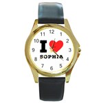 I love sophia Round Gold Metal Watch
