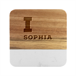 I love sophia Marble Wood Coaster (Square)