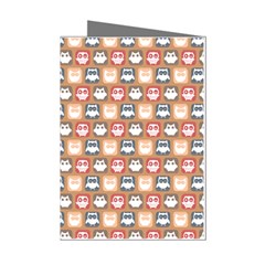 Colorful Whimsical Owl Pattern Mini Greeting Cards (pkg Of 8) by GardenOfOphir
