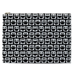 Black And White Owl Pattern Cosmetic Bag (xxl) by GardenOfOphir