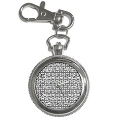 Gray And White Owl Pattern Key Chain Watches by GardenOfOphir