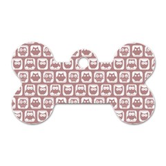 Light Pink And White Owl Pattern Dog Tag Bone (two Sides) by GardenOfOphir