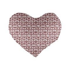 Light Pink And White Owl Pattern Standard 16  Premium Flano Heart Shape Cushions by GardenOfOphir