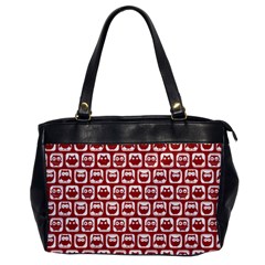 Red And White Owl Pattern Oversize Office Handbag by GardenOfOphir