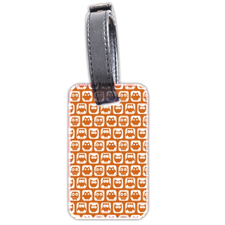 Orange And White Owl Pattern Luggage Tag (two sides)
