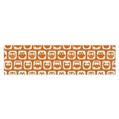 Orange And White Owl Pattern Oblong Satin Scarf (16  X 60 ) by GardenOfOphir