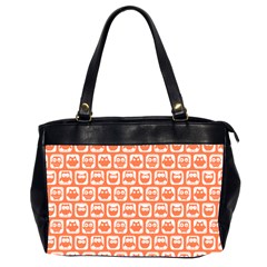 Coral And White Owl Pattern Oversize Office Handbag (2 Sides) by GardenOfOphir