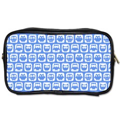 Blue And White Owl Pattern Toiletries Bag (two Sides) by GardenOfOphir