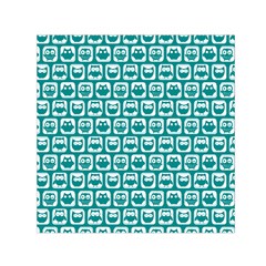 Teal And White Owl Pattern Square Satin Scarf (30  X 30 ) by GardenOfOphir