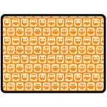 Yellow And White Owl Pattern Fleece Blanket (Large)