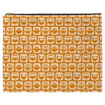 Yellow And White Owl Pattern Cosmetic Bag (XXXL)
