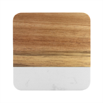 Cute Whale Illustration Pattern Marble Wood Coaster (Square)