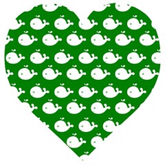 Cute Whale Illustration Pattern Wooden Puzzle Heart by GardenOfOphir
