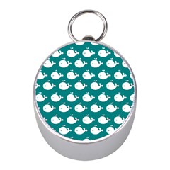 Cute Whale Illustration Pattern Mini Silver Compasses by GardenOfOphir