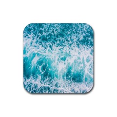 Tropical Blue Ocean Wave Rubber Coaster (square) by Jack14