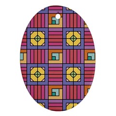 Pattern Geometric Colorful Lines Shapes Ornament (oval)