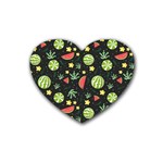 Watermelon Berry Patterns Pattern Rubber Heart Coaster (4 pack)