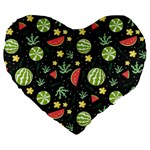 Watermelon Berry Patterns Pattern Large 19  Premium Flano Heart Shape Cushions