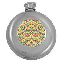 Trendy Chic Modern Chevron Pattern Round Hip Flask (5 Oz) by GardenOfOphir