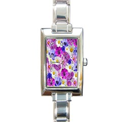 Blossoms-yellow Rectangle Italian Charm Watch by nateshop