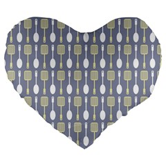 Spatula Spoon Pattern Large 19  Premium Heart Shape Cushions by GardenOfOphir
