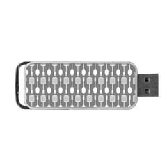 Gray And White Kitchen Utensils Pattern Portable Usb Flash (one Side) by GardenOfOphir