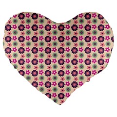 Cute Floral Pattern Large 19  Premium Flano Heart Shape Cushions by GardenOfOphir