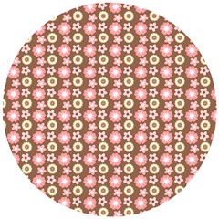 Cute Floral Pattern Wooden Puzzle Round by GardenOfOphir