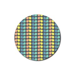 Colorful Leaf Pattern Rubber Round Coaster (4 Pack) by GardenOfOphir
