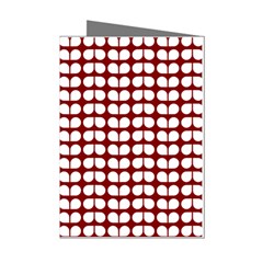 Red And White Leaf Pattern Mini Greeting Cards (pkg Of 8) by GardenOfOphir